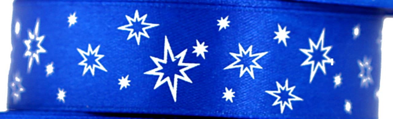 Wstążka satynowa gwiazdki, 25mm/22mb, chabrowa