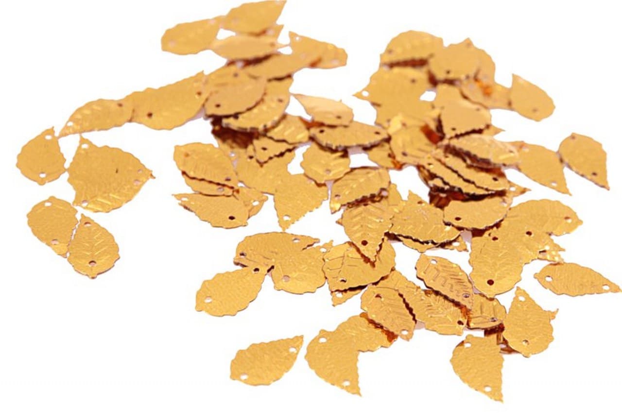 Cekiny liscie małe 8x13mm/5gram złote