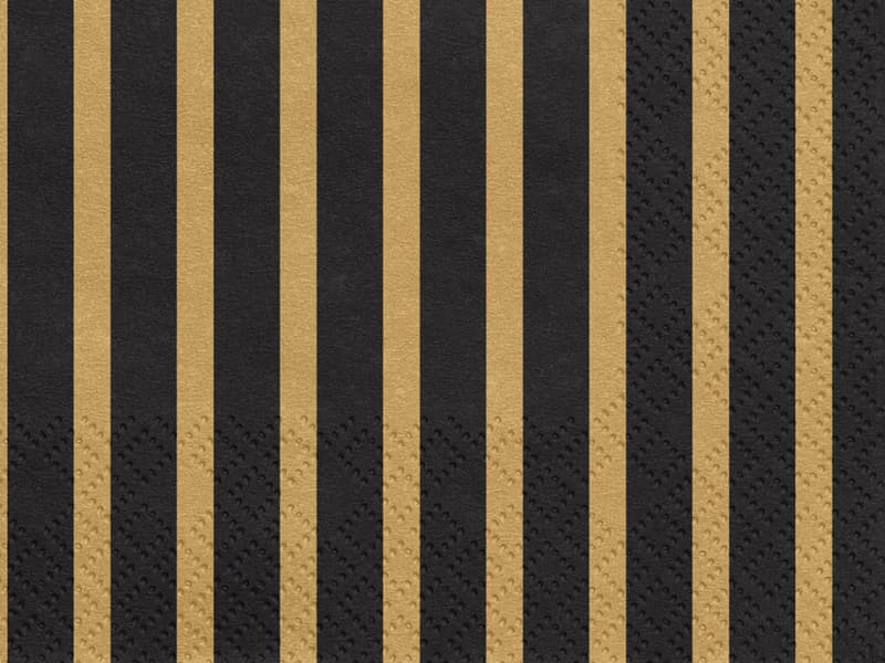 Serwetki paski złoto - czarne 33x33cm/20sztuk