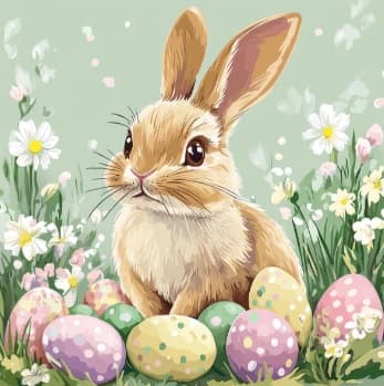 Serwetki 33x33cm Królik z pisankami Wielkanoc