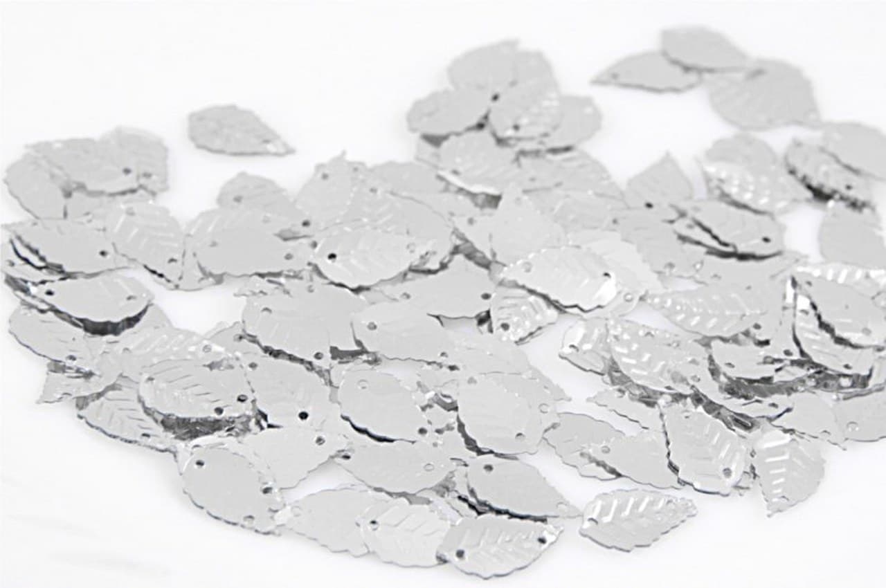 Cekiny liscie małe 8x13mm/5gram srebrne