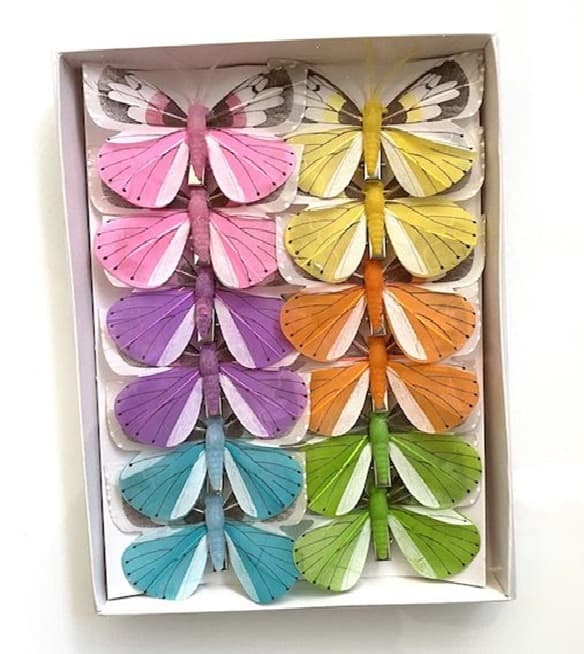 Sztuczne kolorowe motyle szer. 7cm, 12szt.