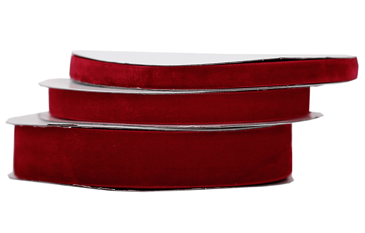 Wstążka velvetowa, 12mm/9mb, krwista czerwień