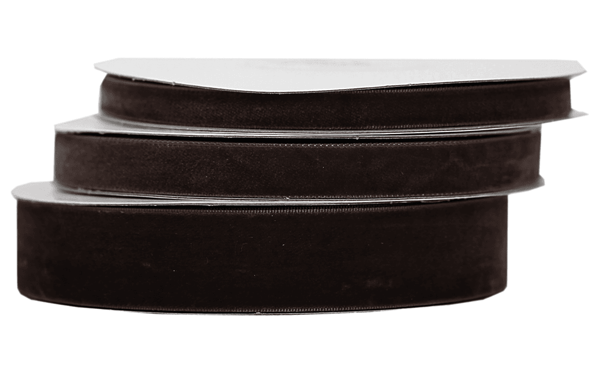 Wstążka velvetowa, 25mm/9mb, czekolada