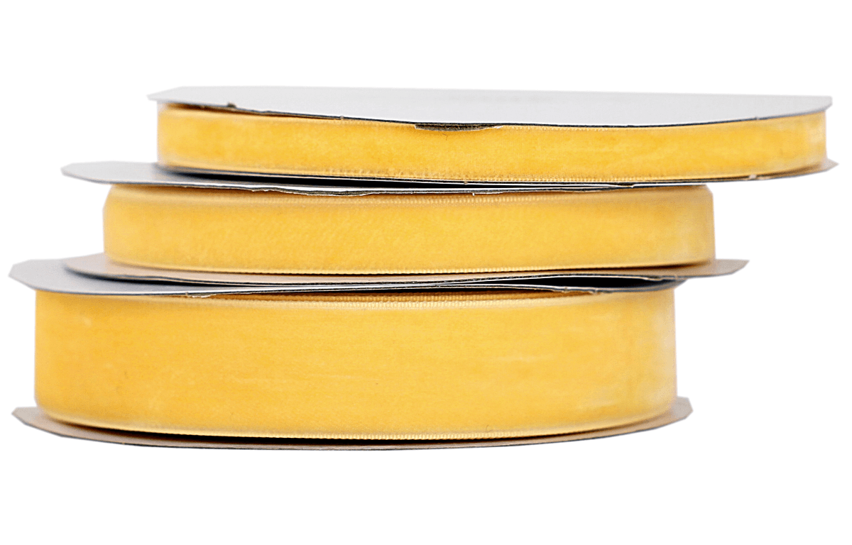 Wstążka velvetowa, 25mm/9mb, żółta