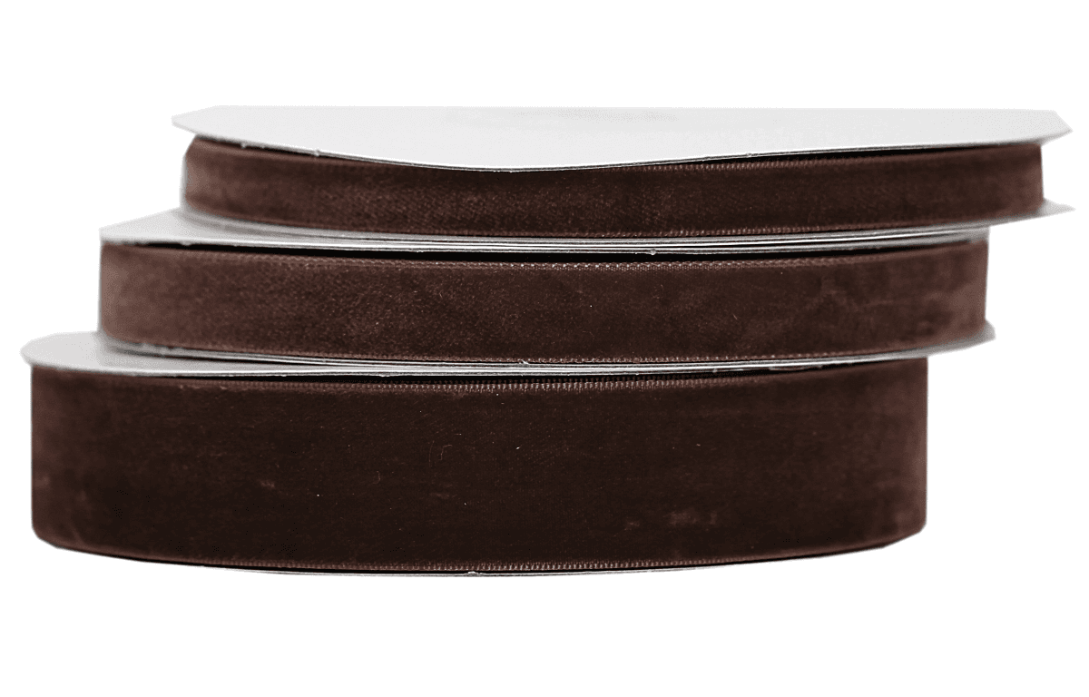 Wstążka velvetowa, 12mm/9mb, ciemnobrązowa