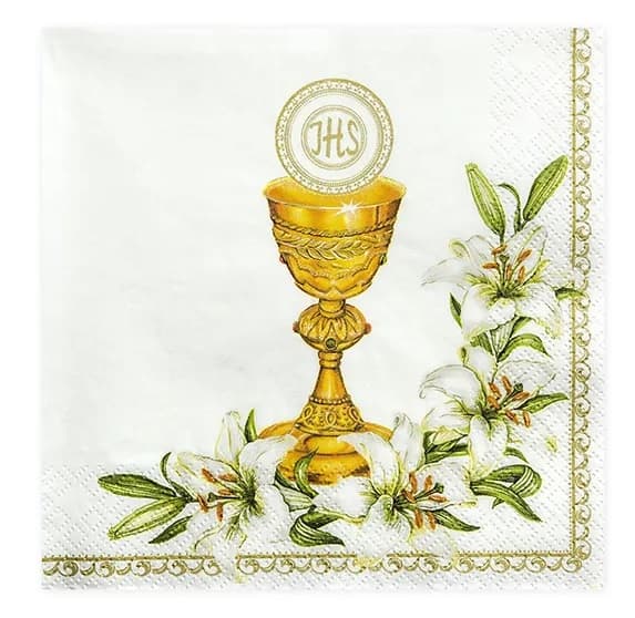 Serwetki 20 szt LILIA Z KIELICHEM, Komunia święta