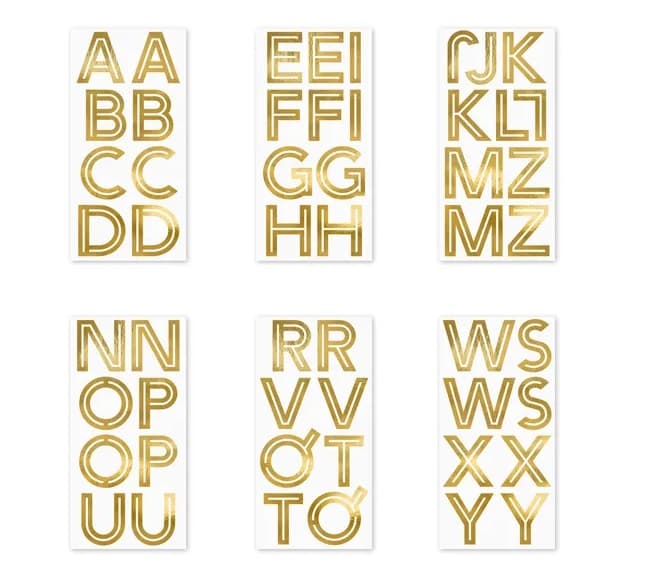 Naklejki Alfabet, 4 cm, złoty