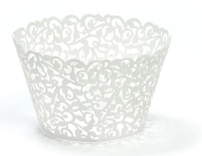 Papilotki na muffinki koronka, biały, 5,5 x 8,5cm