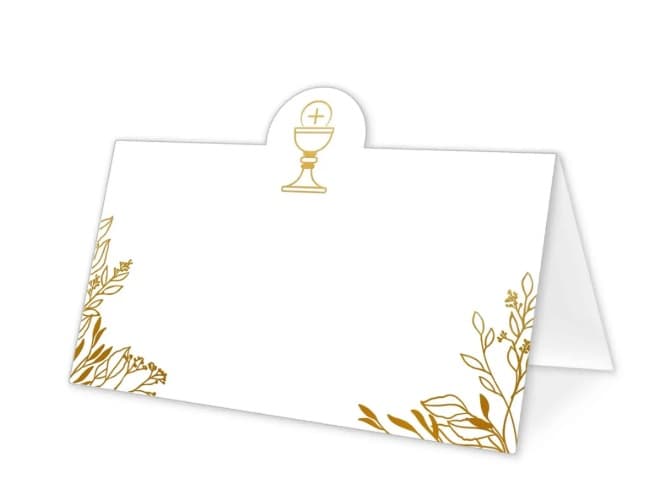 Winietki KOMUNIA BIAŁE - GAŁĄZKI I KIELICH 10 szt