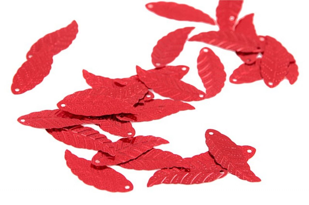 Cekiny liscie duże 10x30mm/5gram czerwone