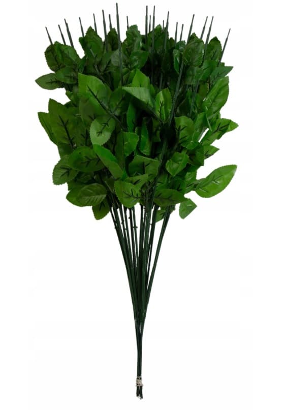 Sztuczna łodyga róży z listkami 43 cm - 12 sztuk