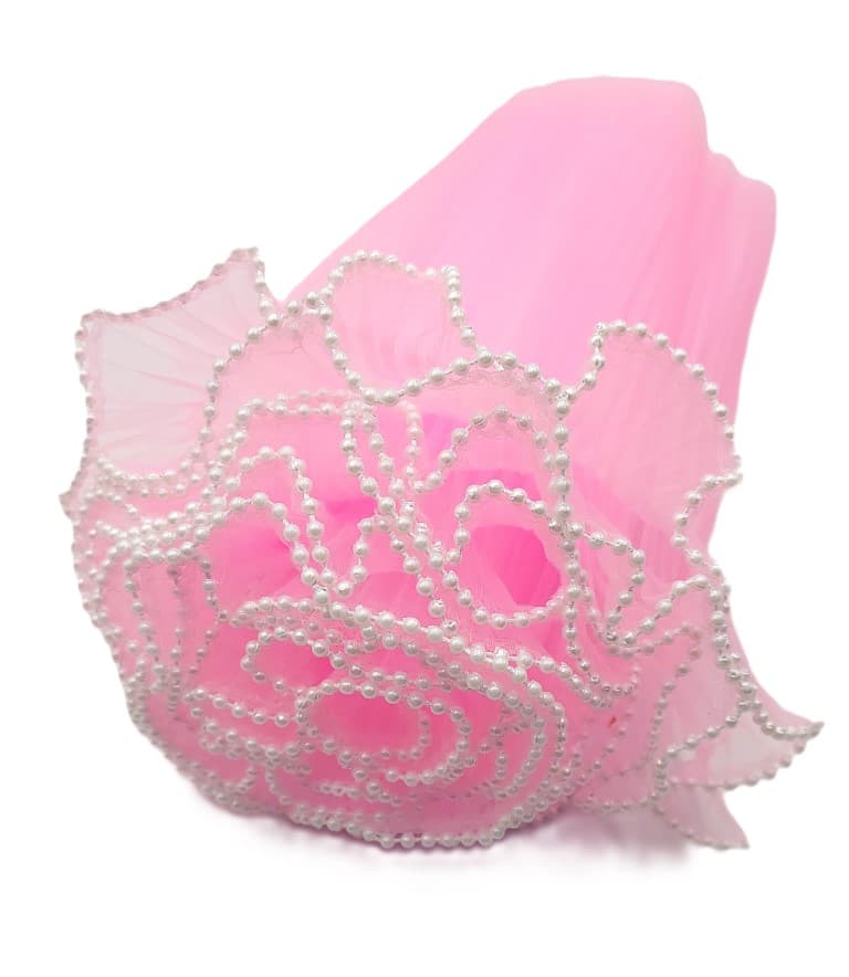 Sztywny tiul z perełkami, 28cm/3,8mb, jasny róż