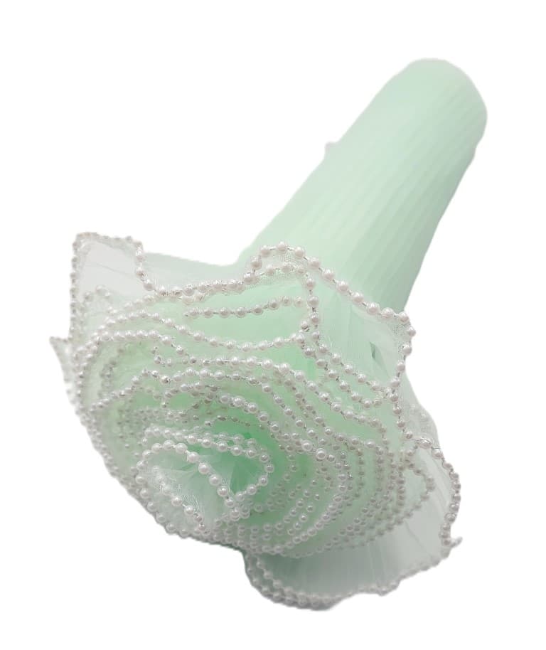Sztywny tiul z perełkami, 28cm/4mb, zielony