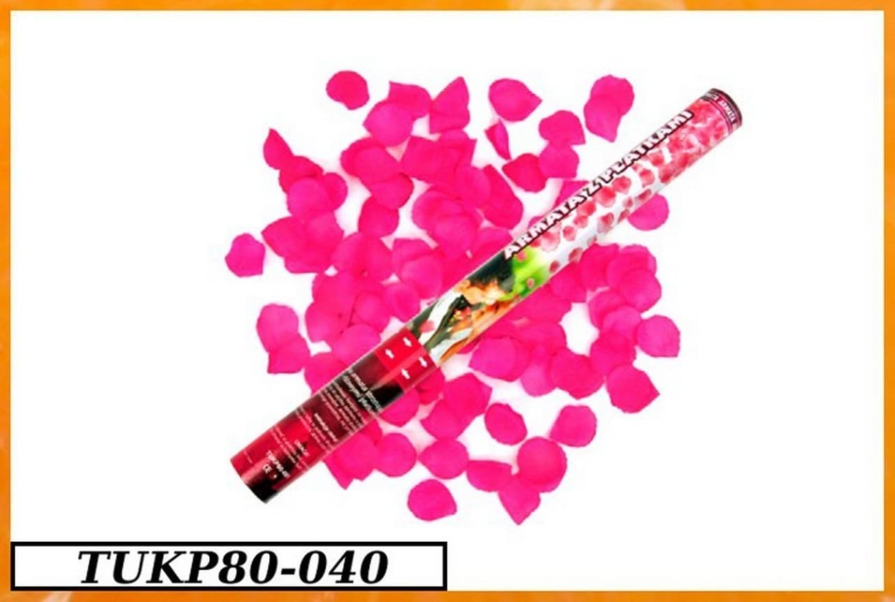 Wystrzałowe konfetti, tuba 80cm, różowe płatki róż