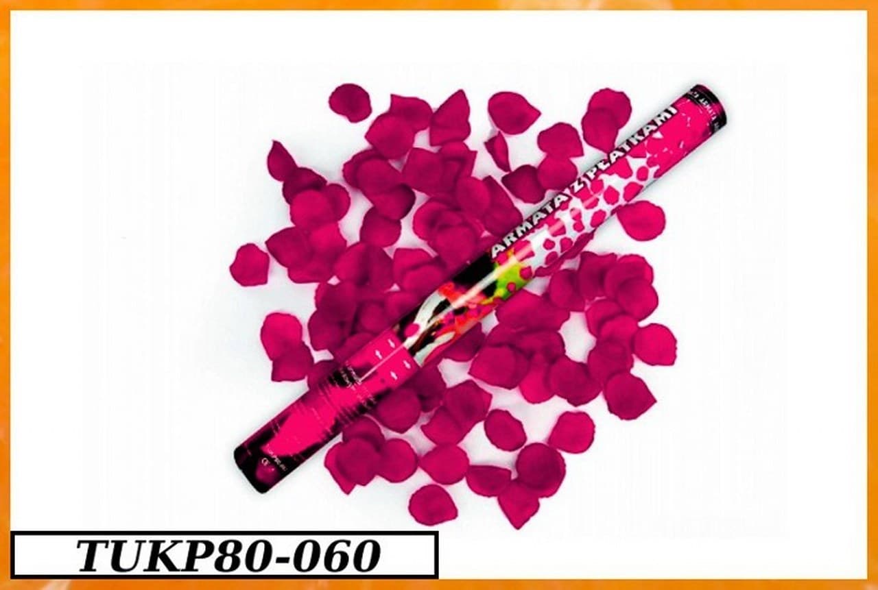 Wystrzałowe konfetti tuba 80cm bordowe płatki róż