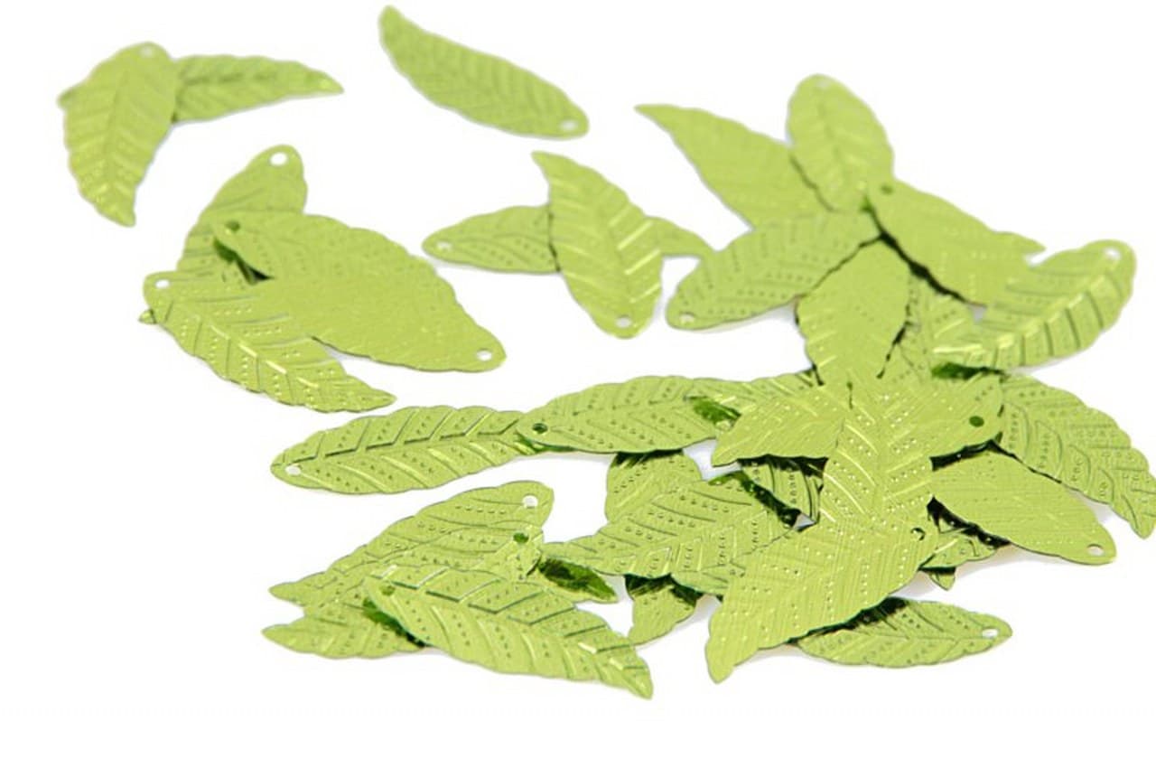 Cekiny liscie duże 10x30mm/5gram jasnozielone