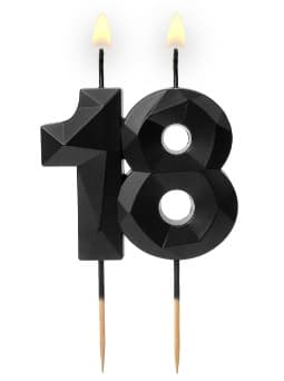 Świeczka urodzinowa Cyferka "18" Diament czarna