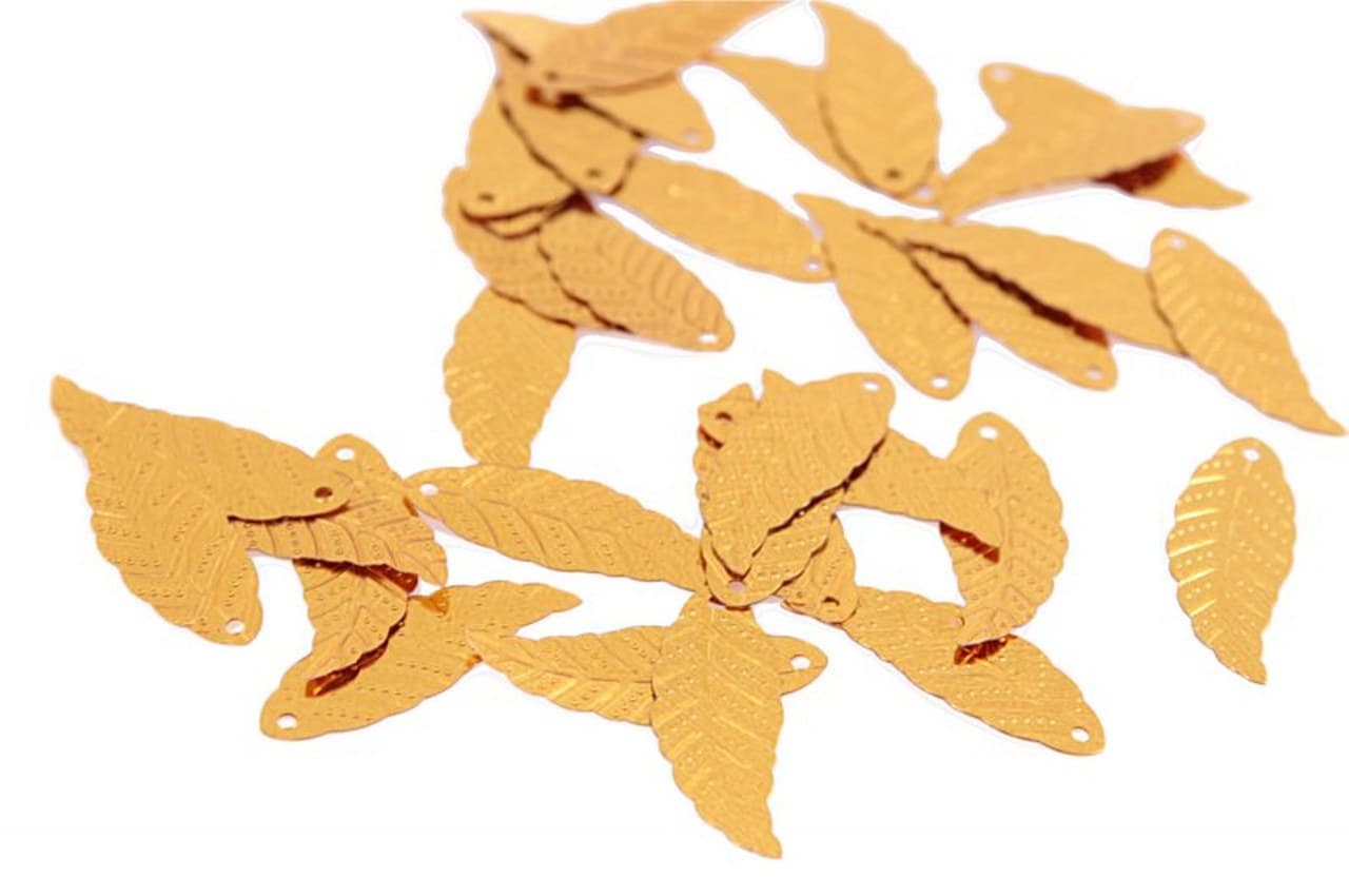 Cekiny liscie duże 10x30mm/5gram złote