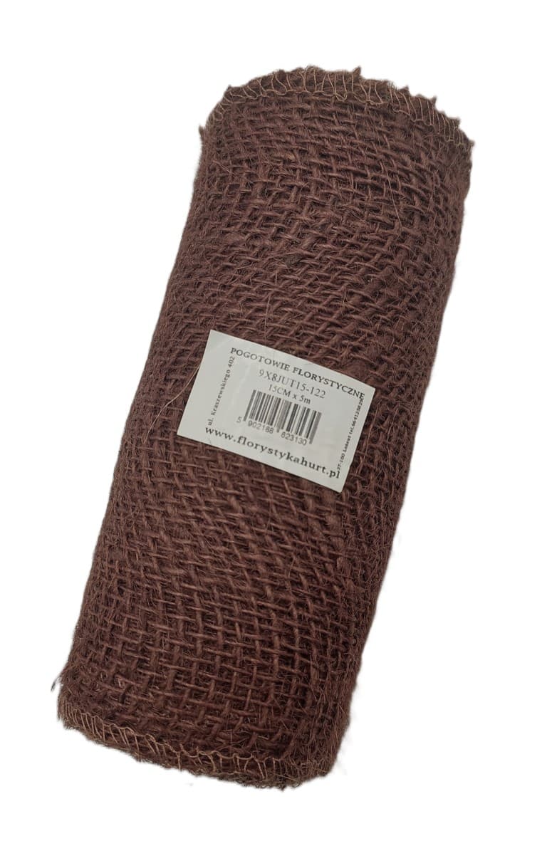 Juta obszywana, 9x8,15cm/5mb, 260g/m2, ciemny brąz