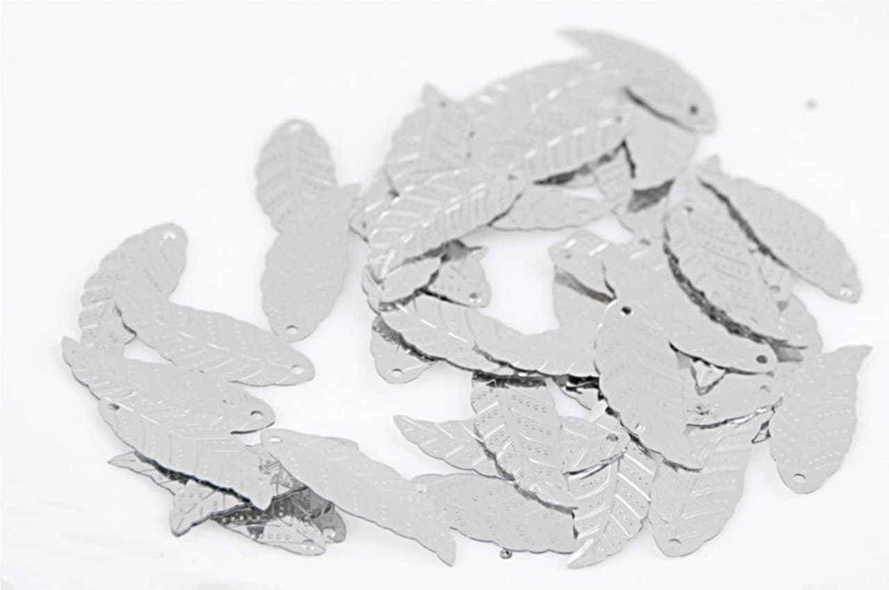 Cekiny liscie duże 10x30mm/5gram srebrne