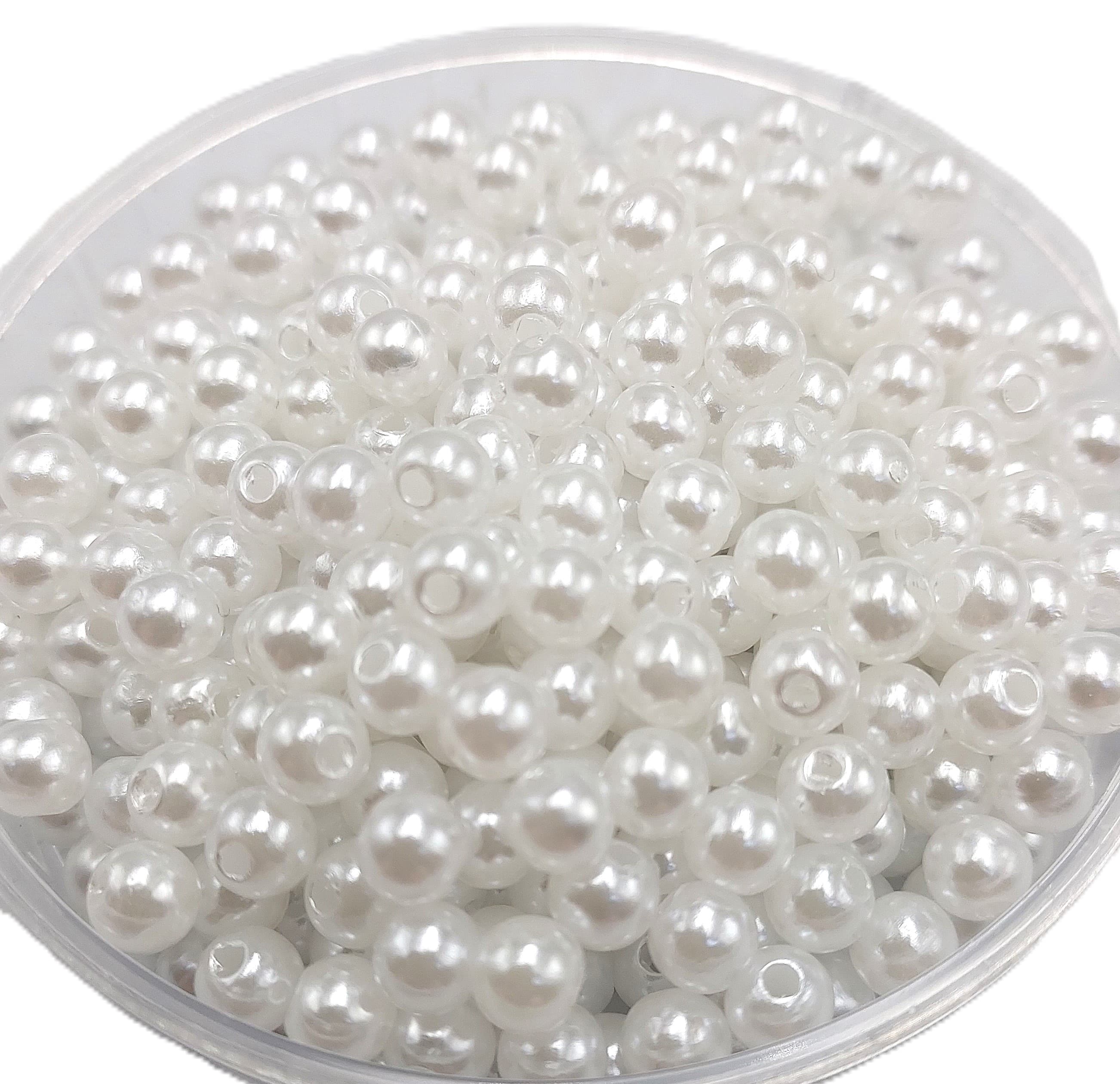 Koraliki (perełki) z dziurką, 5mm/40g, biała perła