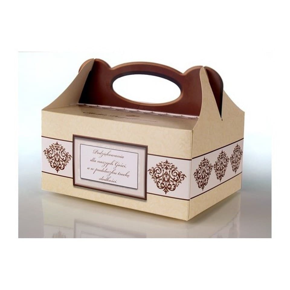 Pudełko tekturowe na ciasto, kremowo-brązowe