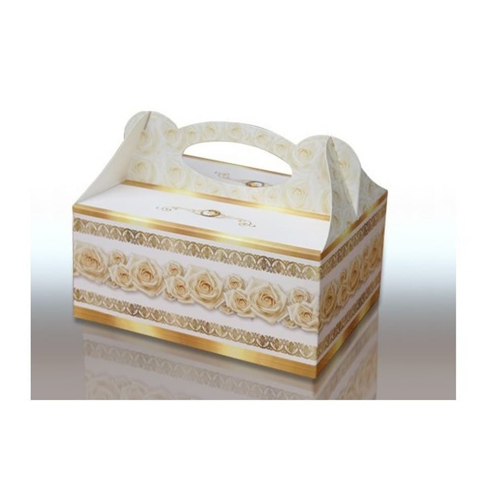 Pudełko tekturowe na ciasto, złote róże