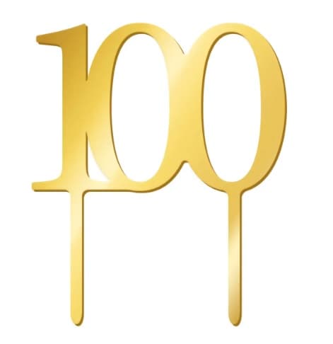 Złoty topper na tort pleksi lustrzany - Cyfra 100