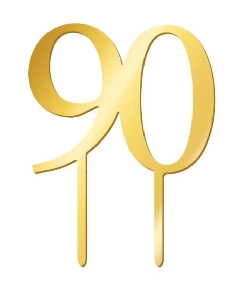 Złoty topper na tort pleksi lustrzany - Cyfra 90