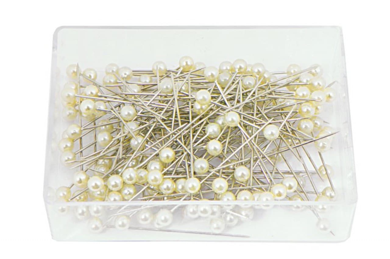 Szpilki z perełką 4mm, 100szt. kremowe