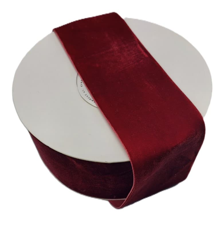 Wstążka aksamitna velvetowa, 50mm/9mb, c.bordowa