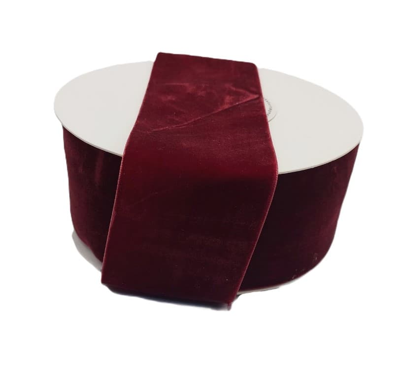Wstążka aksamitna velvetowa, 50mm/9mb, c.bordowa