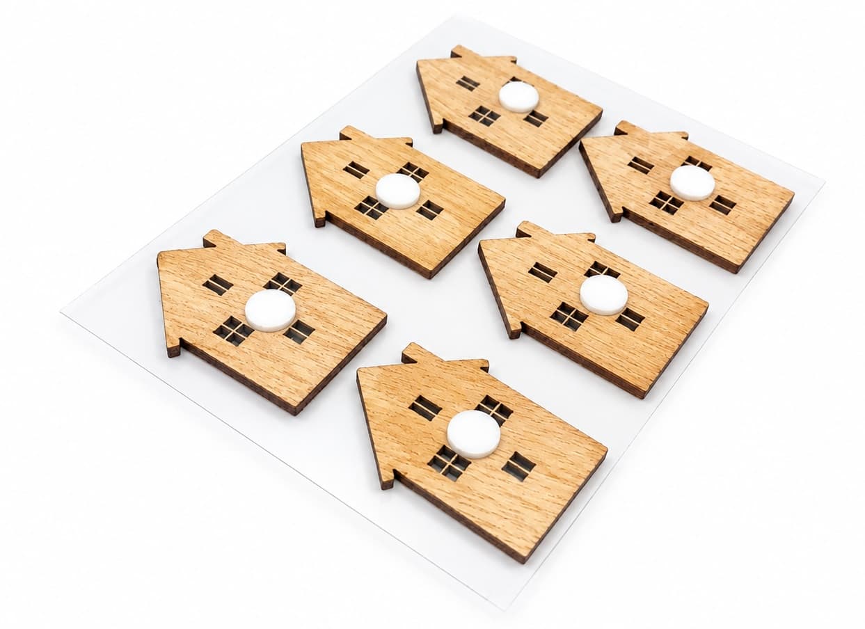 Przyklejki drewniane domki 6 szt. 2,5x4cm