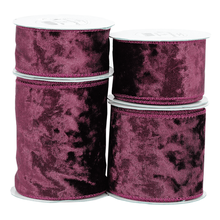 Wstążka z drutem VELVET TŁOCZONY 38mm/5y, bordowa