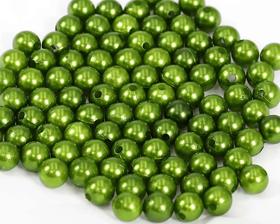 Perełki z dziurką, 10mm/50g, trawa