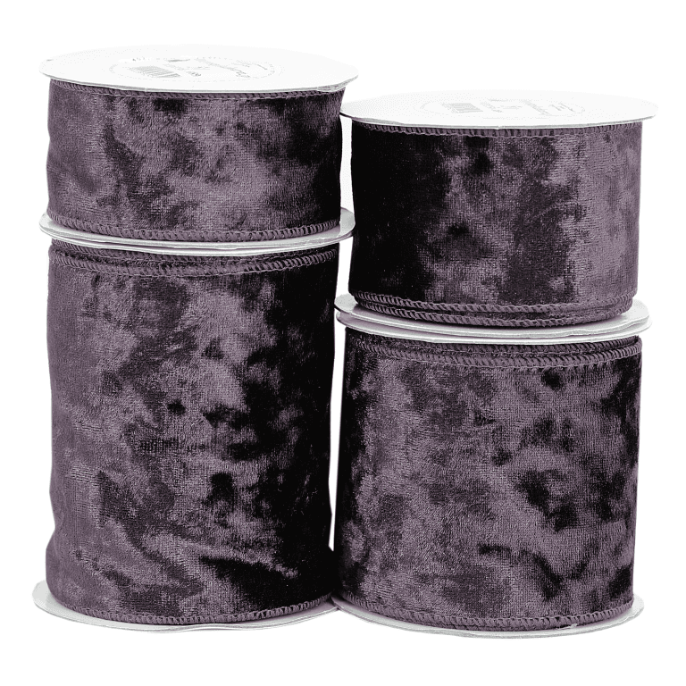 Wstążka z drutem VELVET TŁOCZONY 10cm/5y, c.fiolet