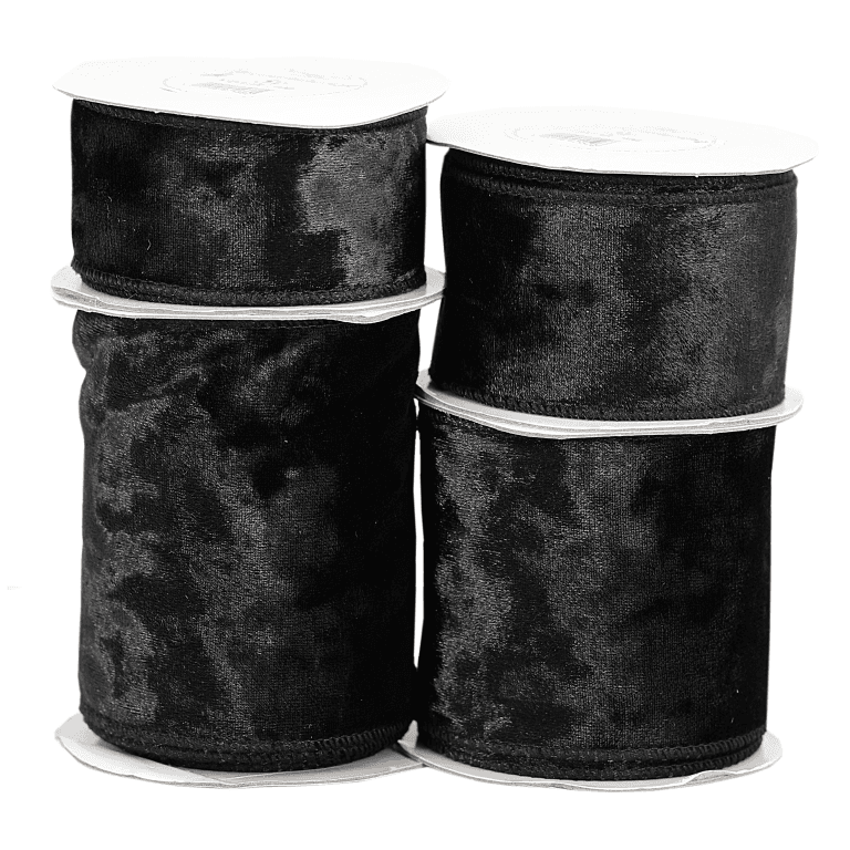 Wstążka z drutem VELVET TŁOCZONY 10cm/5y, czarna