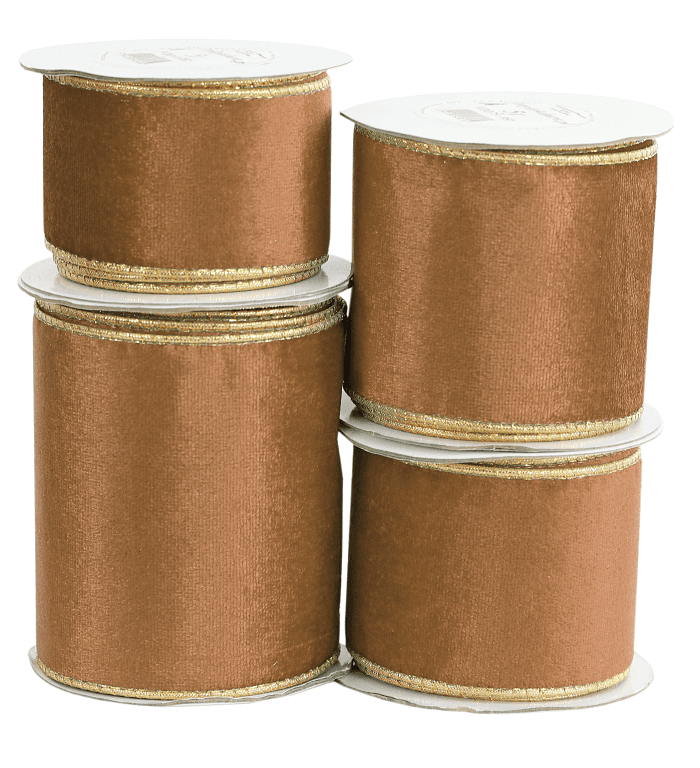Wstążka z drutem VELVET DWUKOLOR 75mm/5y, brązowa