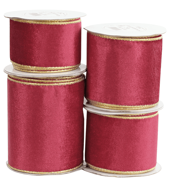 Wstążka z drutem VELVET DWUKOLOR 50mm/5y, bordowa