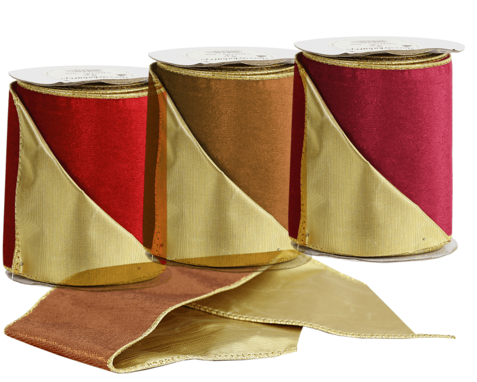 Wstążka z drutem VELVET DWUKOLOR 63mm/5 c.czerwona