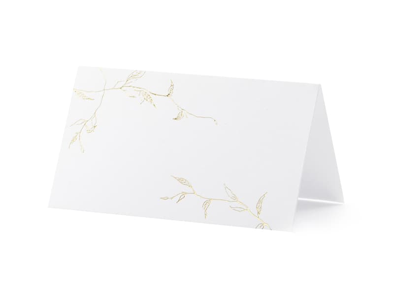 Wizytówki na stół, złote galązki 9,5x5,5cm 10sz