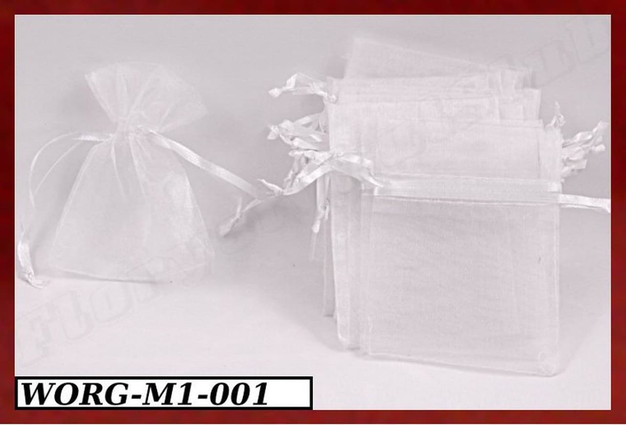Woreczki z organzy, 8x10cm/12szt., białe
