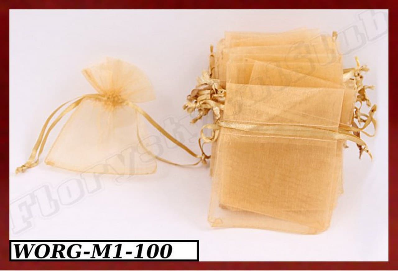 Woreczki z organzy, 8x10cm/12szt., złote