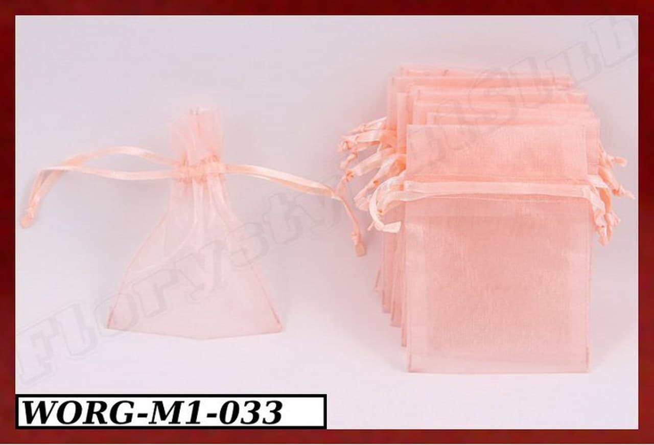 Woreczki z organzy, 8x10cm/12szt., łososiowe