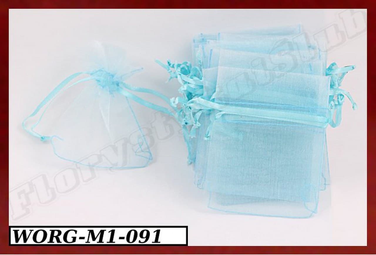 Woreczki z organzy, 8x10cm/12szt., błękitne