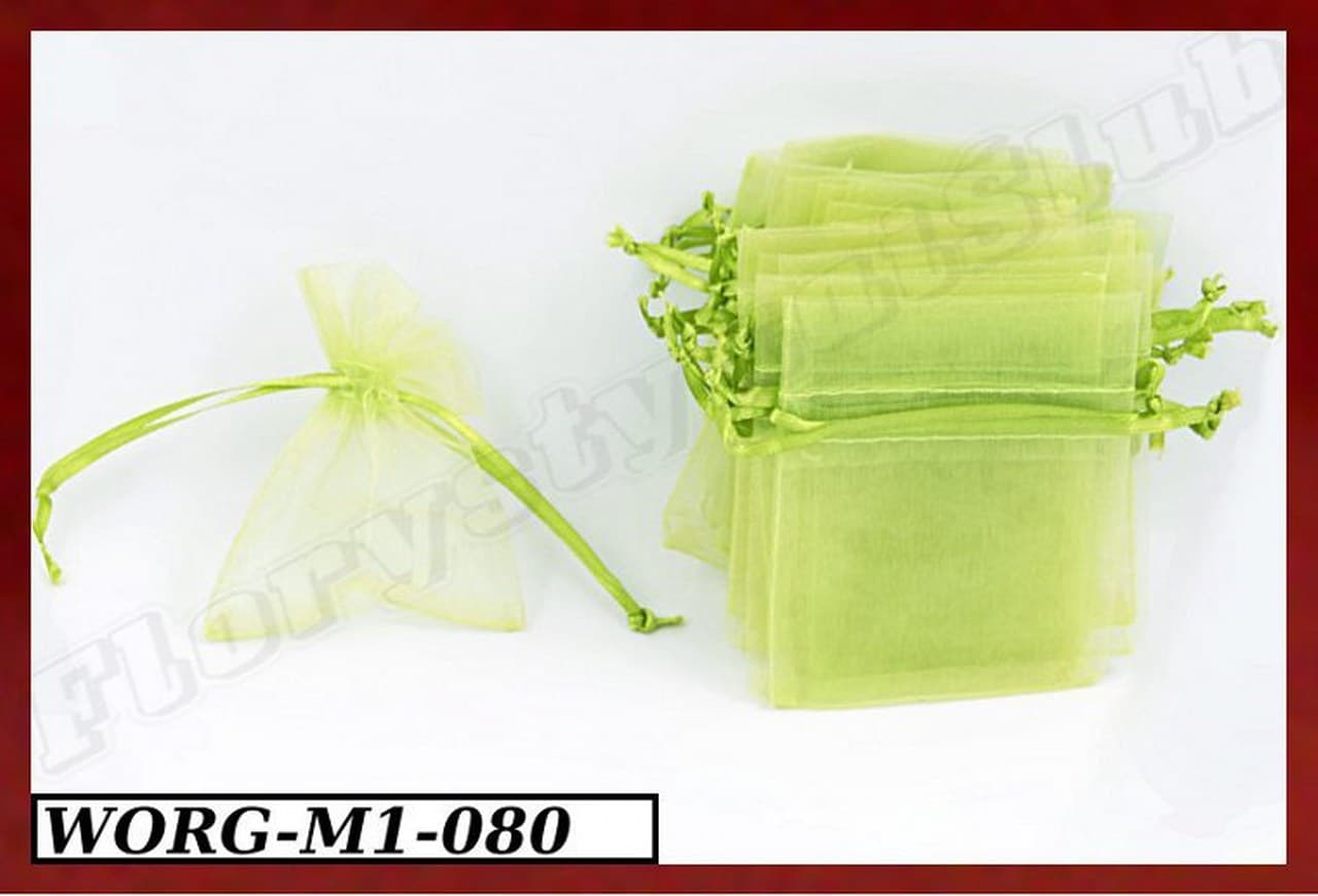 Woreczki z organzy, 8x10cm/12szt., zielone