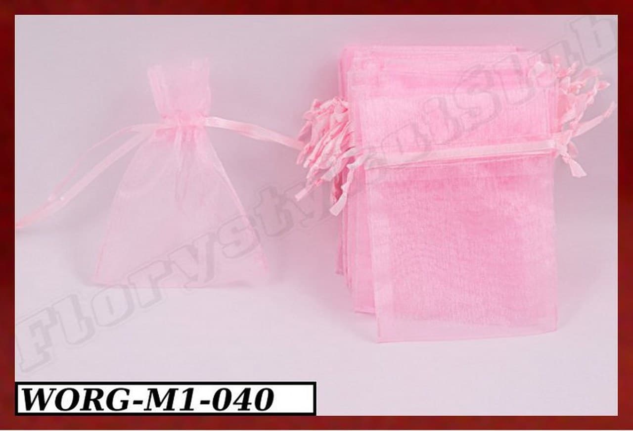 Woreczki z organzy, 8x10cm/12szt., różowe