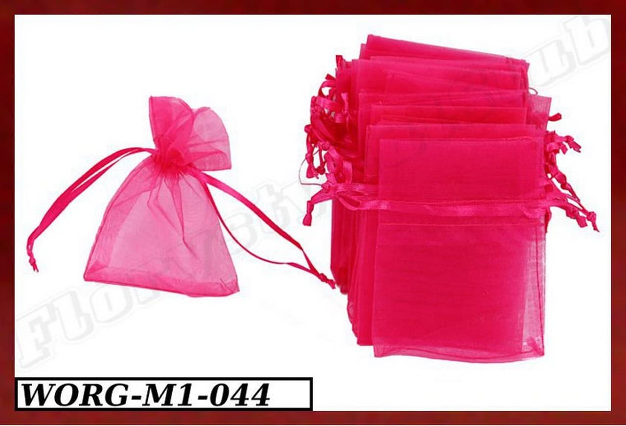 Woreczki z organzy, 8x10cm/12szt., amarantowe