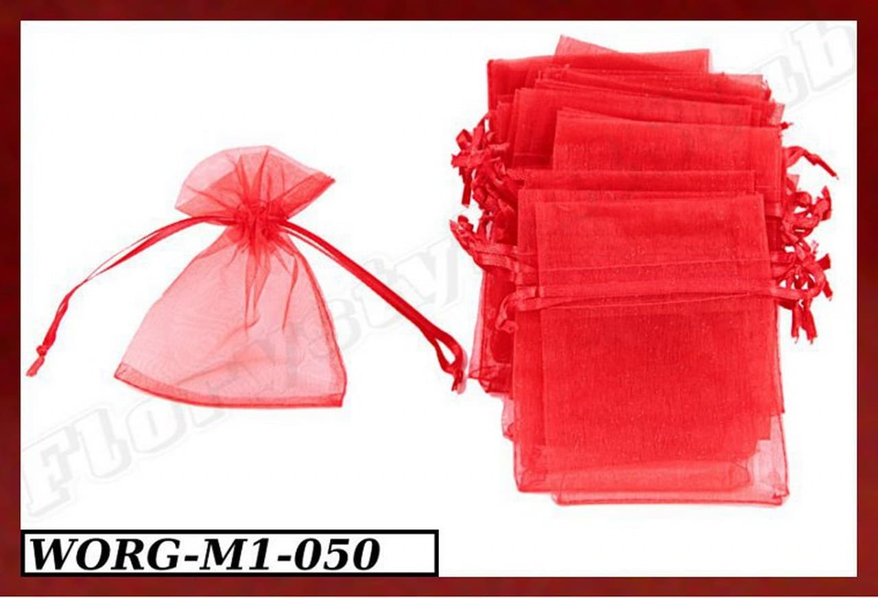 Woreczki z organzy, 8x10cm/12szt., czerwone